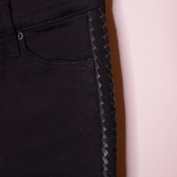 NWOT Hudson Black Leather Trimmed Lace Up Jeans Sz 25 - Picture 6 of 6